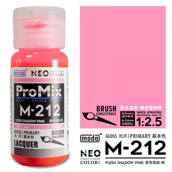 摩多製漆所 MODO 硝基漆 M-212 膚色陰影-桃 筆塗用濃度 30ml <新配方新包裝> 