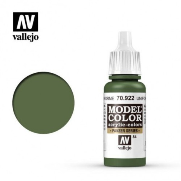 Acrylicos Vallejo -084 - 70922- 模型色彩 Model Color - 制服綠色 17 ml. 