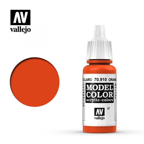 Acrylicos Vallejo -027 - 70910 - 模型色彩 Model Color - 橘紅色 Orange Red - 17 ml. 