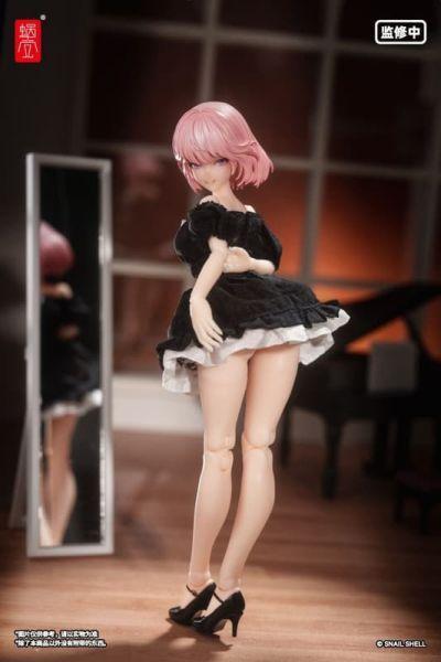 蝸之殼 1/12 機娘通用 真絲材質泡泡袖連衣裙(黑色) 不含本體 
