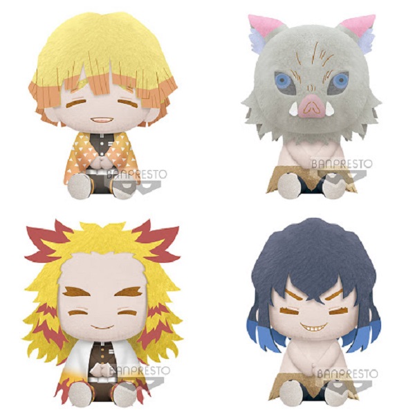 鬼滅之刃 放鬆坐姿大型絨毛布偶 嘴平伊之助 素顏 