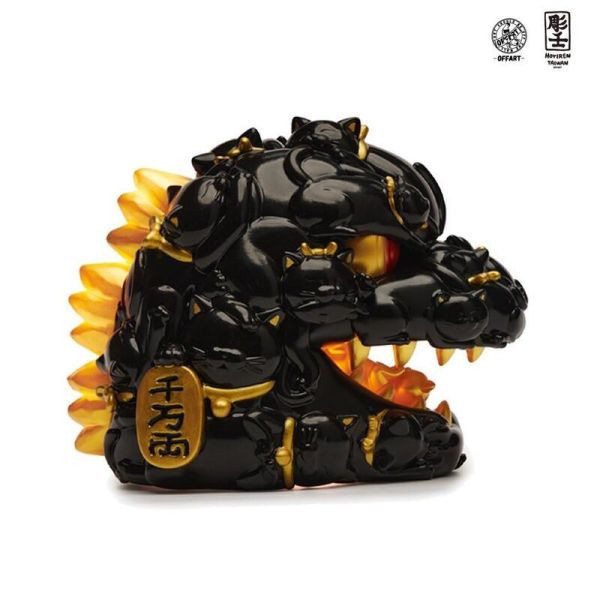 OFFART X 雕壬 百貓紅蓮 迷你招財頭雕 墨金版 