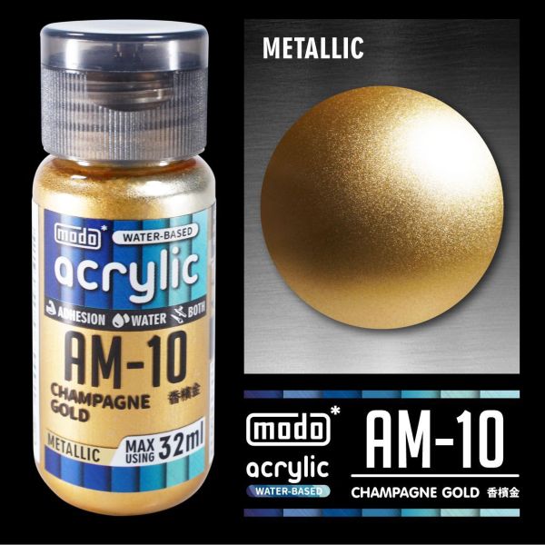 摩多製漆所 MODO 水性漆 金屬色 AM-10 香檳金 32ml 
