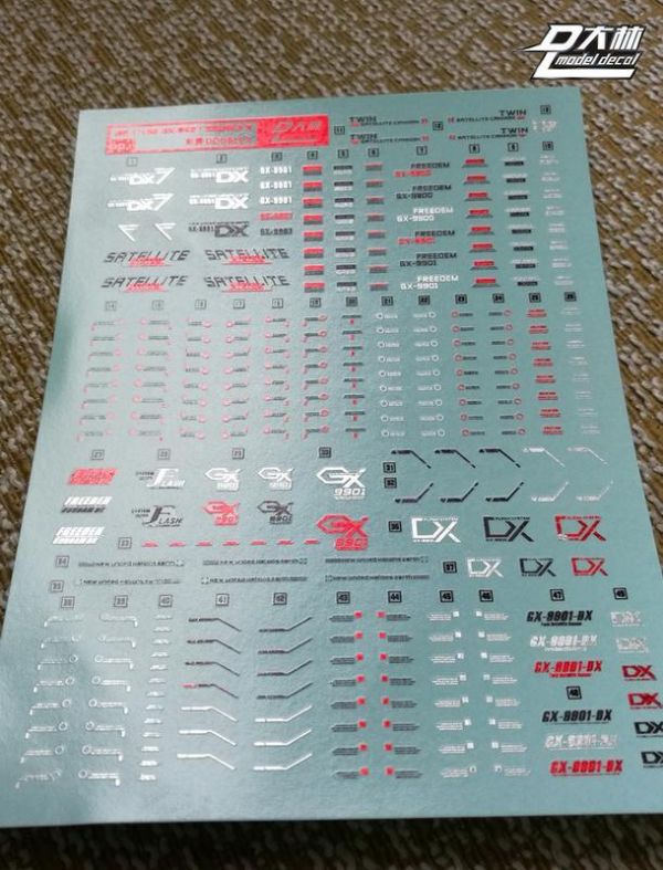 DL大林水貼 D01 MG DOUBLE X鋼彈 彩色電鍍燙金 高品質超薄水貼 