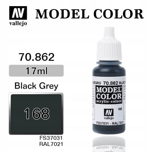 Acrylicos Vallejo -168 - 70862 黑灰色 17ml 