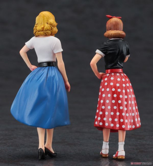 長谷川 HASEGAWA 1/24 人像模型 29110 50年代美國女孩公仔(2入) 組裝模型 