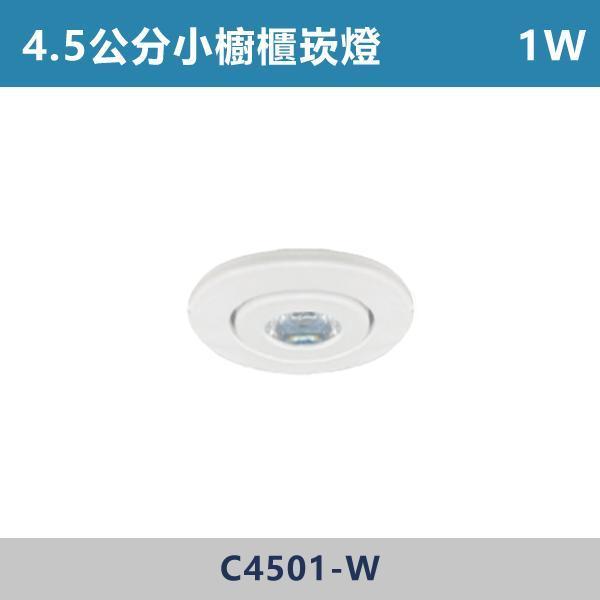 1W 4.5公分 小櫥櫃崁燈 -(白殼)(自然光/黃光)- C4501-W OKA,崁燈,小崁燈,櫥櫃崁燈,聚光崁燈,房間,臥室,書房,客廳,室內光源,室內燈具,燈具,居家照明,設計師,白光,黃光,自然光