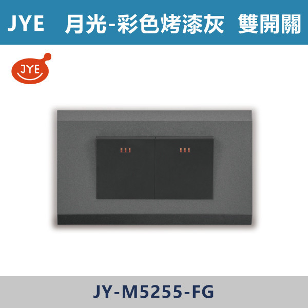 ★現貨【JYE月光彩色烤漆灰】JY-M5255-FG 雙開關 JYE,月光系列,摩登灰,摩登金,摩登銀,摩登黑,竹款,烤漆灰,月光白,開關插座,開關面板,配線器具,特殊顏色開關面板