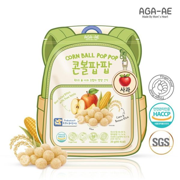 新品上市【韓國AGA-AE】益生菌寶寶米球(玉米X糙米) AGA-AE米球,益生菌寶寶米球,寶寶米球,寶寶點心,嬰幼兒零食,非油炸點心,手指食物,玉米糙米,12M+寶寶點心