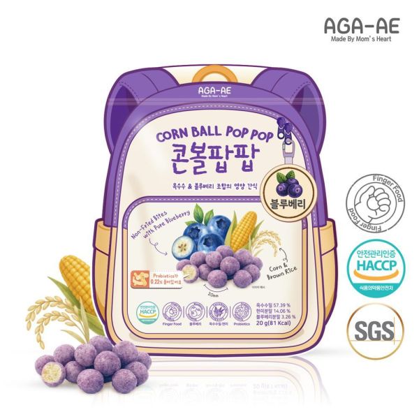 新品上市【韓國AGA-AE】益生菌寶寶米球(玉米X糙米) AGA-AE米球,益生菌寶寶米球,寶寶米球,寶寶點心,嬰幼兒零食,非油炸點心,手指食物,玉米糙米,12M+寶寶點心