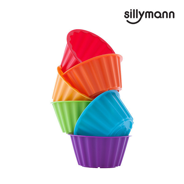 【韓國sillymann】100%鉑金矽膠鬆餅麵包烘焙模具100ml-6入(烤箱/氣炸鍋/微波爐/電鍋專用) 