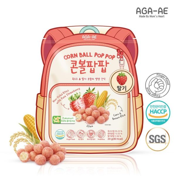 新品上市【韓國AGA-AE】益生菌寶寶米球(玉米X糙米) AGA-AE米球,益生菌寶寶米球,寶寶米球,寶寶點心,嬰幼兒零食,非油炸點心,手指食物,玉米糙米,12M+寶寶點心