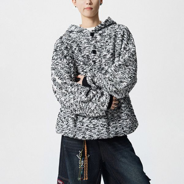 千洋針織連帽開衫長袖 - 2配色 幕峰MuFeng,針織連帽衛衣,混色設計上衣,美式風格,情侶衛衣,秋季新品,寬鬆版型,潮流男裝,時尚穿搭,百搭長袖