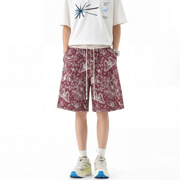 海島編織休閒短褲 - 2配色 幕峰MuFeng,蝴蝶印花短褲,海島風短褲,編織設計短褲,夏季男短褲,潮牌短褲,寬鬆短褲,度假穿搭,休閒短褲,男裝下身