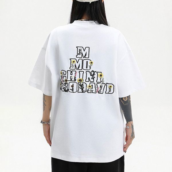 雛菊潮流刺繡短袖 - 3配色 幕峰MuFeng,刺繡,雛菊,短袖,美式風格,2025,情侶裝,春夏穿搭,網路購物,潮流穿搭