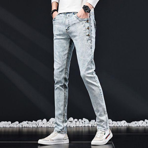 雪乳彈力修身牛仔長褲 - 1配色（限時特賣 - 5折） 幕峰MuFeng,男裝特賣,5折優惠,快閃活動,限時出清,網路購物,男裝品牌,超值優惠,時尚穿搭,2026特賣