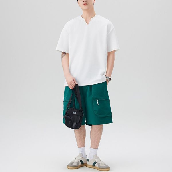 涼語V領透氣休閒短袖 - 2配色 幕峰MuFeng,V領,短袖,夏季,2025,男裝,T恤,穿搭,網路購物,透氣