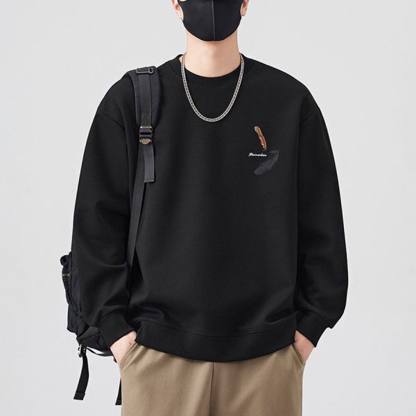 羽境重磅潮流印花長袖 - 1配色 幕峰MuFeng,重磅衛衣,羽毛印花,潮牌長袖,圓領上衣,春秋衛衣,街頭風男裝,百搭長袖T,質感厚磅,休閒男士上衣