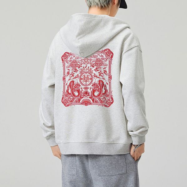 華麗重工刺繡潮流外套 - 2配色 幕峰MuFeng,重工刺繡外套,連帽開襟衛衣,華字設計,街頭潮流男裝,春秋休閒外套,水洗質感衛衣,寬鬆版型上衣,自信風格穿搭,文化潮流服飾