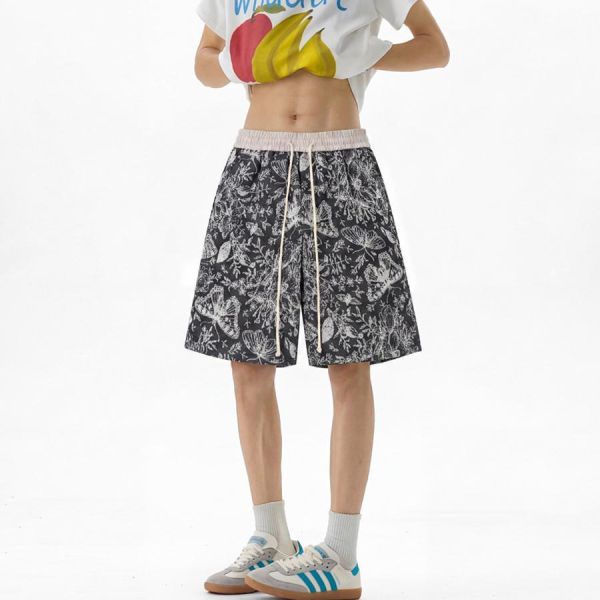 海島編織休閒短褲 - 2配色 幕峰MuFeng,蝴蝶印花短褲,海島風短褲,編織設計短褲,夏季男短褲,潮牌短褲,寬鬆短褲,度假穿搭,休閒短褲,男裝下身