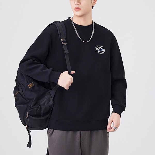 釣潮潮流圓領刺繡印花長袖 - 2配色 幕峰MuFeng,印花長袖,潮流上衣,街頭穿搭,休閒長袖男,圖案上衣,日常百搭,潮牌風格,男士長袖,雙色可選