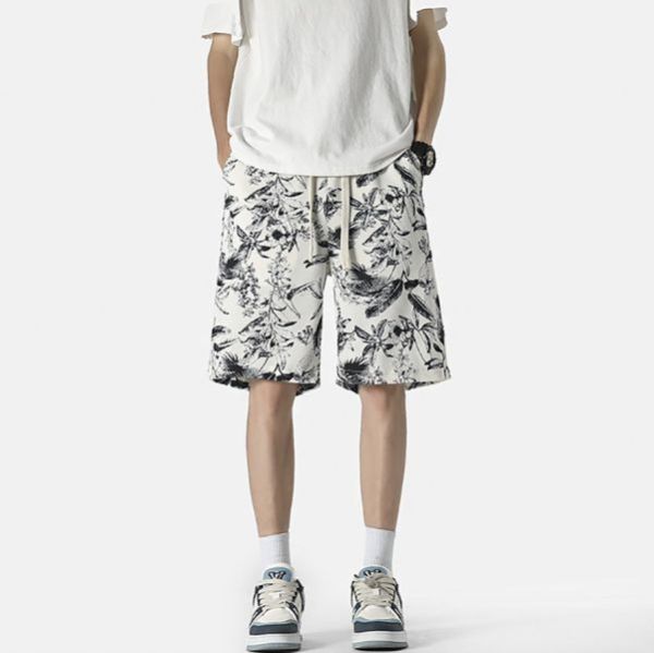 海澈水墨印花休閒五分短褲 - 2配色（限時特賣 - 5折） 幕峰MuFeng,男裝特賣,5折優惠,快閃活動,限時出清,網路購物,男裝品牌,超值優惠,時尚穿搭,2025特賣