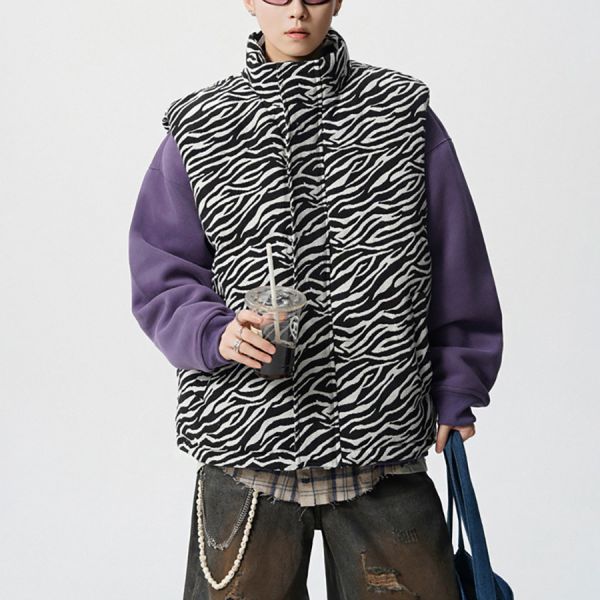 異風立領加厚保暖背心 - 5配色 幕峰MuFeng,多款印花背心,立領馬甲,秋冬刺繡外套,保暖坎肩,斑馬紋背心,千鳥格馬甲,迷彩無袖外套,藝術風圖騰,潮流男裝