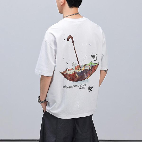 鴨泊涼感刺繡印花潮流短袖 - 3配色 幕峰MuFeng,冰感短袖,T恤男,刺繡印花T恤,寬鬆短袖,落肩T恤,透氣短袖,夏季男裝,潮流上衣,男士T恤