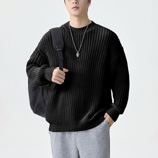 柔暖重磅針織質感毛衣長袖 - 2配色 幕峰MuFeng,秋冬針織衫,內搭打底衫,男士毛衣,柔軟親膚款,百搭長袖上衣,潮流男裝,秋冬穿搭,細織紋理,舒適貼身款