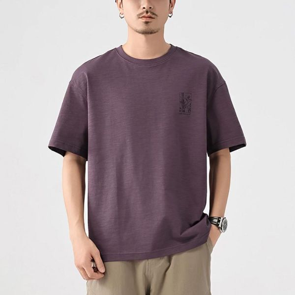 竹隱質感印花休閒短袖 - 2配色 幕峰MuFeng,竹節棉短袖,印花T恤男,夏季短袖,寬鬆T恤,潮流男裝,透氣上衣,戶外穿搭,休閒短袖,男士T恤