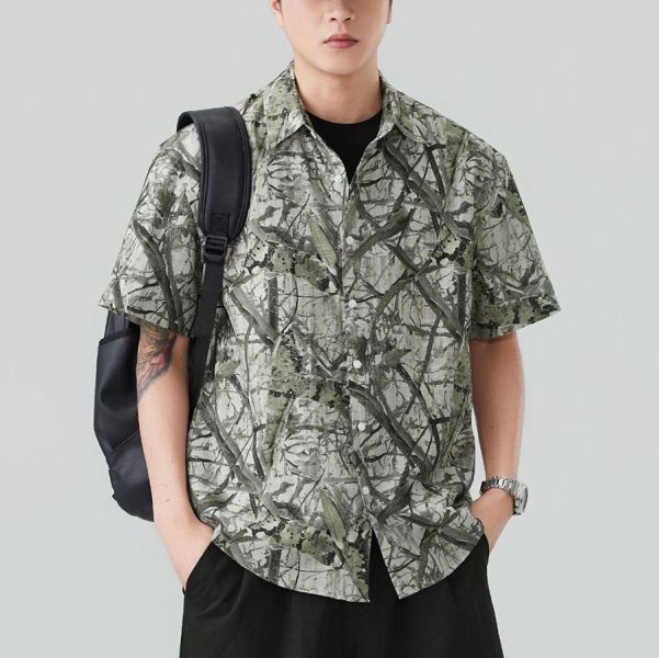 拓遠復古輕薄襯衫短袖 - 2配色 幕峰MuFeng,短袖襯衫男,寬鬆襯衫,夏季襯衫,潮流男裝,街頭風穿搭,痞帥風格,透氣襯衫,休閒上衣,百搭襯衫