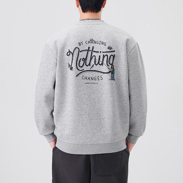 釣潮潮流圓領刺繡印花長袖 - 2配色 幕峰MuFeng,印花長袖,潮流上衣,街頭穿搭,休閒長袖男,圖案上衣,日常百搭,潮牌風格,男士長袖,雙色可選