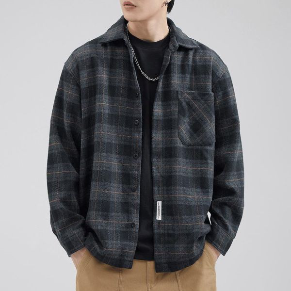 石格復古格紋工裝襯衫外套 - 2配色（限時特賣 - 5折） 幕峰MuFeng,男裝特賣,5折優惠,快閃活動,限時出清,網路購物,男裝品牌,超值優惠,時尚穿搭,2025特賣
