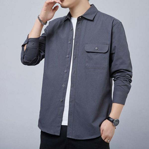 輕韻工裝休閒襯衫長袖 - 7配色 幕峰,Mufeng,牛仔,流行,上衣,褲子,外套,穿搭,印花,服飾