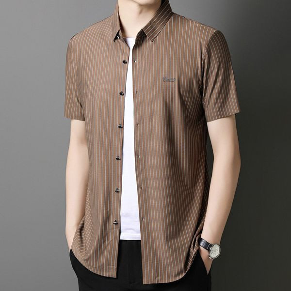 冰裁彈力無痕襯衫短袖 - 4配色（限時特賣 - 5折） 幕峰MuFeng,男裝特賣,5折優惠,快閃活動,限時出清,網路購物,男裝品牌,超值優惠,時尚穿搭,2025特賣