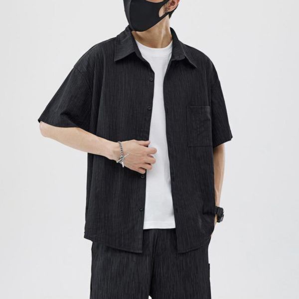 靜雅彈力輕薄襯衫短袖 - 2配色（限時特賣 - 5折） 幕峰MuFeng,男裝特賣,5折優惠,快閃活動,限時出清,網路購物,男裝品牌,超值優惠,時尚穿搭,2025特賣