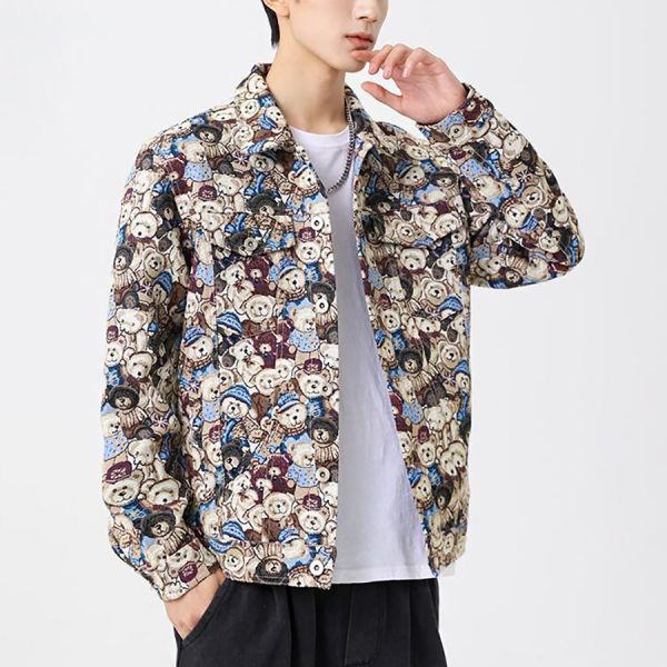 浮繪刺繡時尚外套 - 4配色 幕峰MuFeng,男裝,外套,刺繡,貓星人,熊出沒,男裝,2024,網路購物,團購
