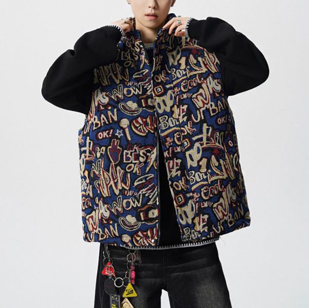 異風立領加厚保暖背心 - 5配色 幕峰MuFeng,多款印花背心,立領馬甲,秋冬刺繡外套,保暖坎肩,斑馬紋背心,千鳥格馬甲,迷彩無袖外套,藝術風圖騰,潮流男裝