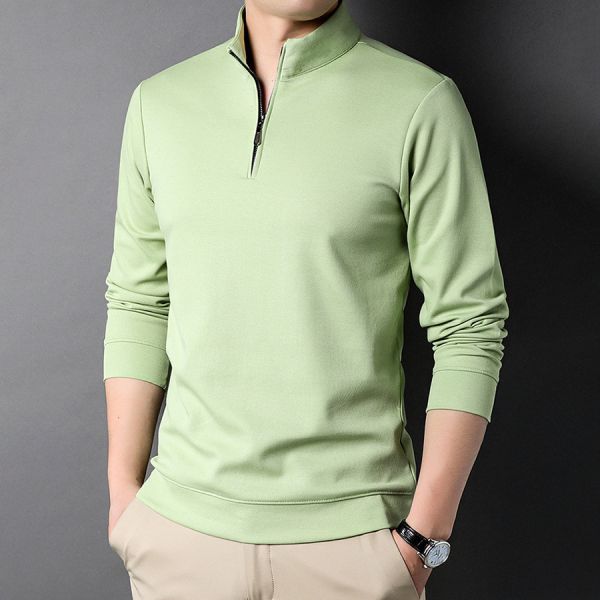 雅裁半拉鍊立領休閒長袖 - 10配色 幕峰MuFeng,男士立領長袖,半拉鍊上衣,修身男裝,春秋長袖男,貼身休閒衫,立領拉鍊衫,通勤長袖男,舒適百搭衫,成熟男士穿搭