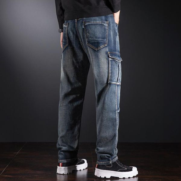 精鋼彈力拼接工裝直筒牛仔長褲 - 1配色（限時特賣 - 5折） 幕峰MuFeng,男裝特賣,5折優惠,快閃活動,限時出清,網路購物,男裝品牌,超值優惠,時尚穿搭,2025特賣
