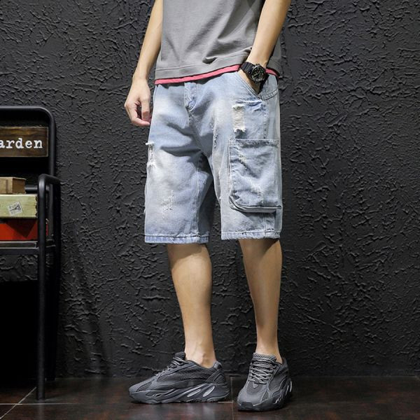 波湛破洞工裝牛仔短褲 - 2配色（限時特賣 - 5折） 幕峰MuFeng,男裝特賣,5折優惠,快閃活動,限時出清,網路購物,男裝品牌,超值優惠,時尚穿搭,2025特賣