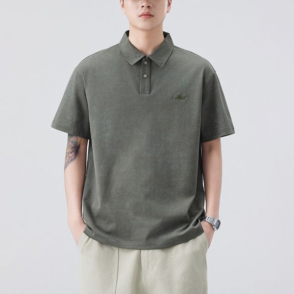 蠟染刺繡POLO質感短袖 - 3配色 幕峰MuFeng,POLO,短袖,上衣,男裝,夏季,簡約,網路購物,日系男裝,2025