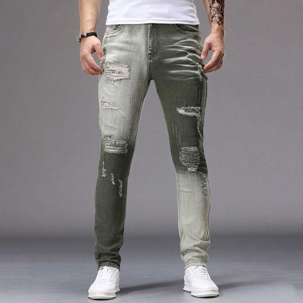 荒迹彈力修身破洞牛仔長褲 - 2配色（限時特賣 - 5折） 幕峰MuFeng,男裝特賣,5折優惠,快閃活動,限時出清,網路購物,男裝品牌,超值優惠,時尚穿搭,2026特賣