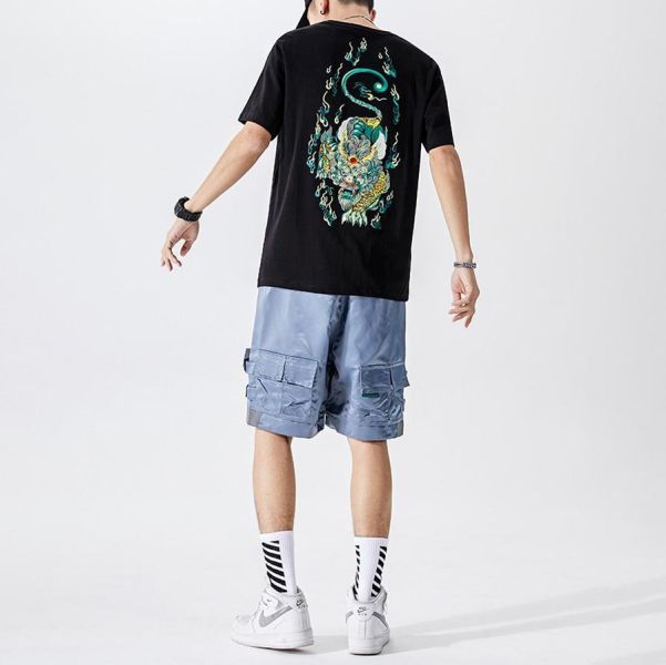 蓮貅重工刺繡圓領短袖 - 2配色 幕峰MuFeng,貔貅刺繡短袖,刺繡T恤男,圓領短袖,重工刺繡,質感上衣,休閒短袖,夏季男裝,百搭T恤,男士短袖