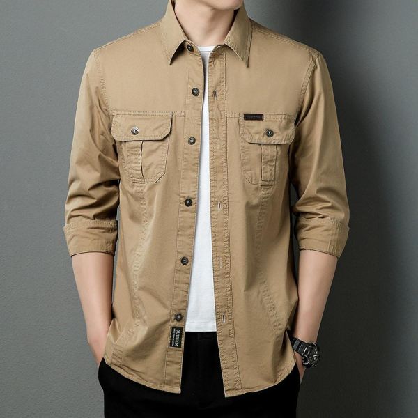 硬漢工裝休閒襯衫長袖 - 4配色 幕峰MuFeng,純棉襯衫男,厚磅襯衫,工裝襯衫,長袖襯衫男,大碼男裝,寬鬆襯衫,美式風格,休閒襯衫,百搭上衣