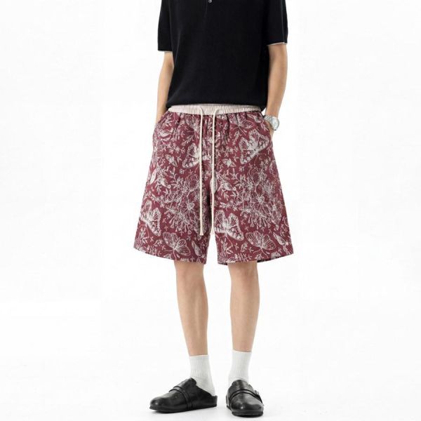 海島編織休閒短褲 - 2配色 幕峰MuFeng,蝴蝶印花短褲,海島風短褲,編織設計短褲,夏季男短褲,潮牌短褲,寬鬆短褲,度假穿搭,休閒短褲,男裝下身