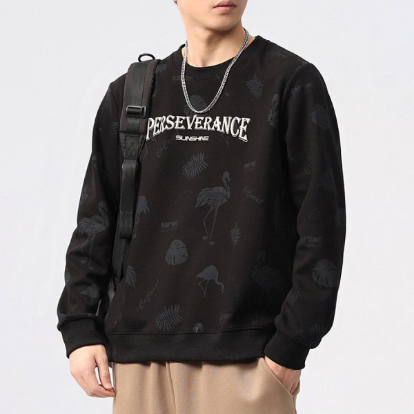 鶴影潮流印花休閒長袖 - 3配色（限時特賣 - 5折） 幕峰MuFeng,男裝特賣,5折優惠,快閃活動,限時出清,網路購物,男裝品牌,超值優惠,時尚穿搭,2025特賣