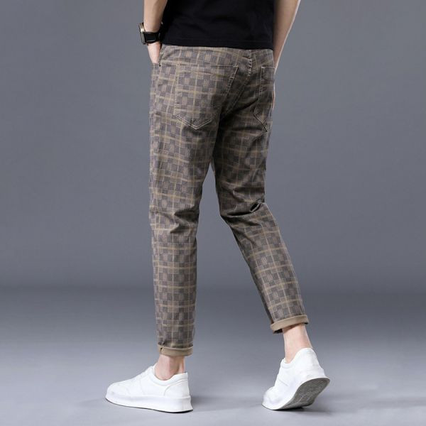 格畫彈力修身休閒九分長褲 - 4配色（限時特賣 - 5折） 幕峰MuFeng,男裝特賣,5折優惠,快閃活動,限時出清,網路購物,男裝品牌,超值優惠,時尚穿搭,2025特賣