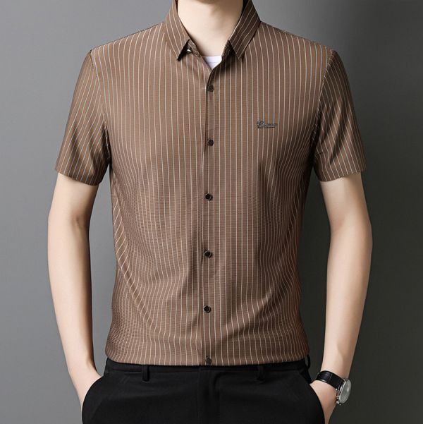 冰裁彈力無痕襯衫短袖 - 4配色（限時特賣 - 5折） 幕峰MuFeng,男裝特賣,5折優惠,快閃活動,限時出清,網路購物,男裝品牌,超值優惠,時尚穿搭,2025特賣