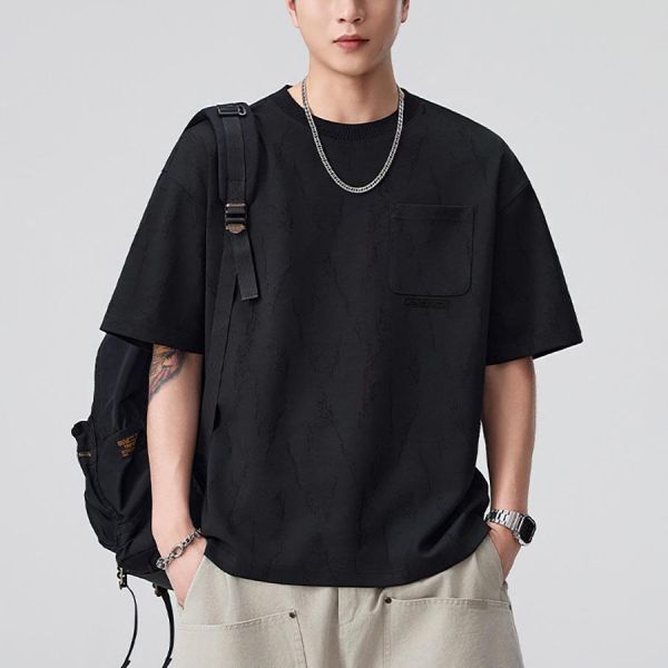 激鏤重磅圓領潮流短袖 - 2配色 幕峰MuFeng,圓領短袖,T恤男,潮流上衣,男士短袖,特色工藝T恤,休閒穿搭,百搭短袖,夏季男裝,時尚上衣